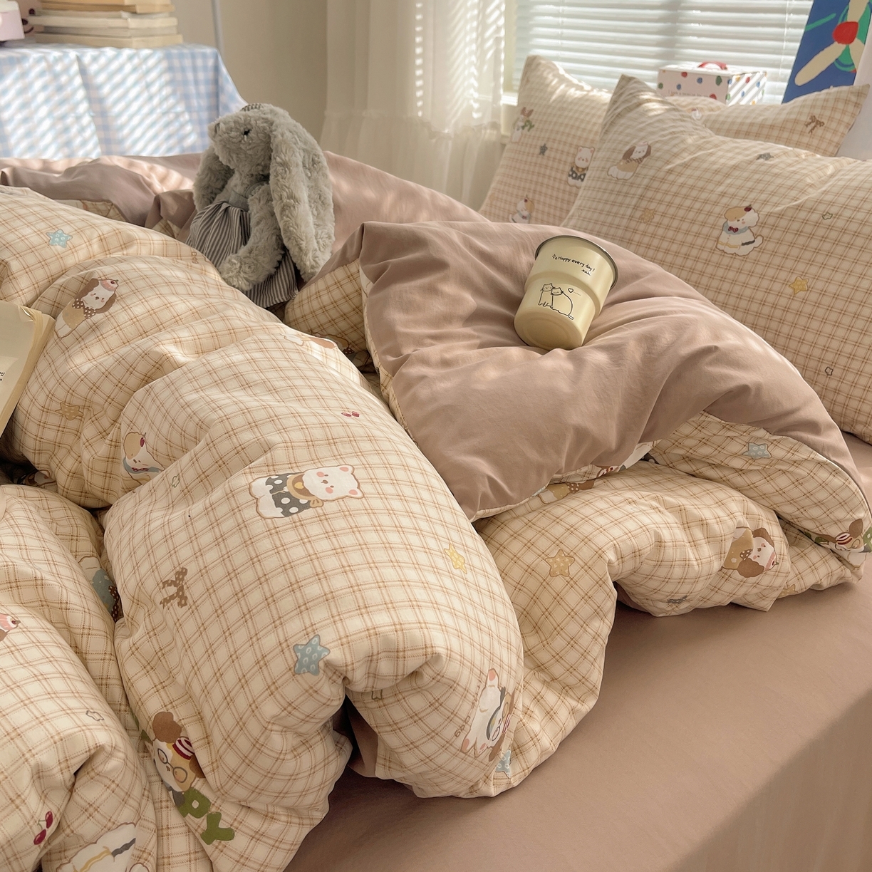 91家纺网 家纺一手货源 找家纺 （总）耀悦家纺 2026新款古法仿棉云朵棉吊边床单童趣四件套-第一弹