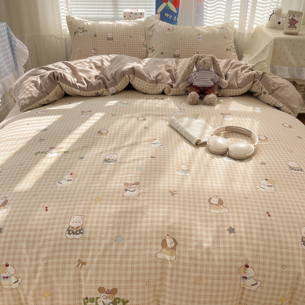 91家纺网 家纺一手货源 找家纺 （总）耀悦家纺 2026新款古法仿棉云朵棉吊边床单童趣四件套-第一弹