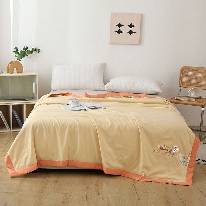 91家纺网 家纺一手货源 找家纺 （总）薇玛仕 2026直播爆款水洗棉麻大豆夏凉被纯色手工包边空调被