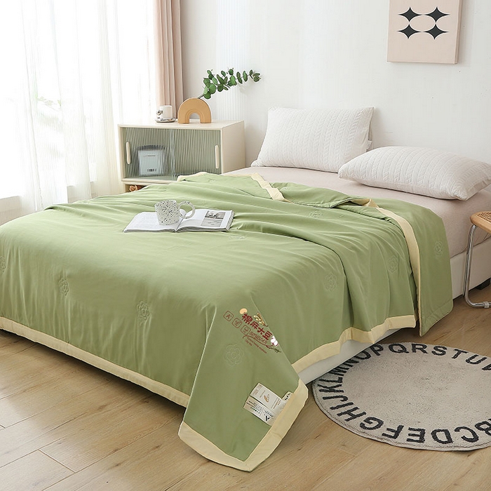 91家纺网 家纺一手货源 找家纺 （总）薇玛仕 2026直播爆款水洗棉麻大豆夏凉被纯色手工包边空调被