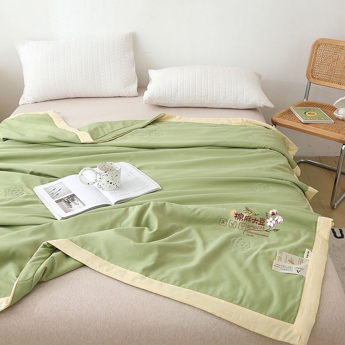 91家纺网 家纺一手货源 找家纺 （总）薇玛仕 2026直播爆款水洗棉麻大豆夏凉被纯色手工包边空调被