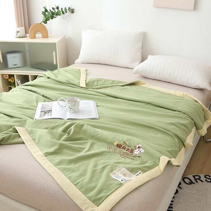 91家纺网 家纺一手货源 找家纺 （总）薇玛仕 2026直播爆款水洗棉麻大豆夏凉被纯色手工包边空调被