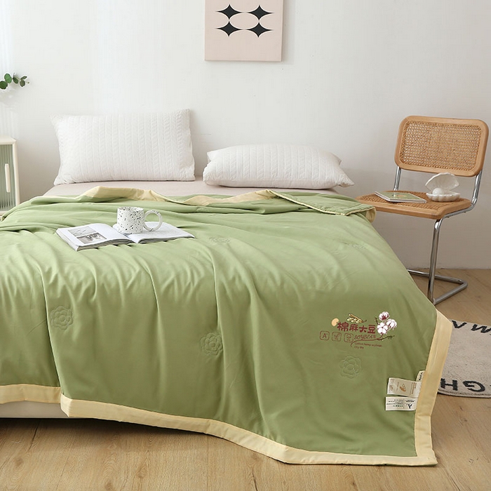 91家纺网 家纺一手货源 找家纺 （总）薇玛仕 2026直播爆款水洗棉麻大豆夏凉被纯色手工包边空调被