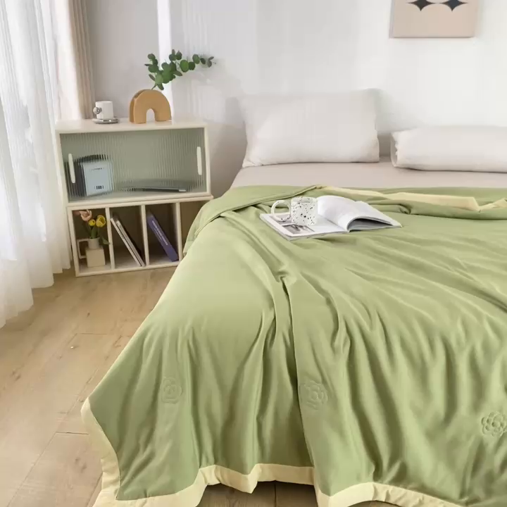 91家纺网 家纺一手货源 找家纺 （总）薇玛仕 2026直播爆款水洗棉麻大豆夏凉被纯色手工包边空调被