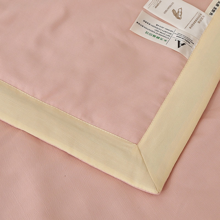 91家纺网 家纺一手货源 找家纺 薇玛仕 2026直播爆款水洗棉麻大豆夏凉被纯色手工包边空调被 棉麻-粉色