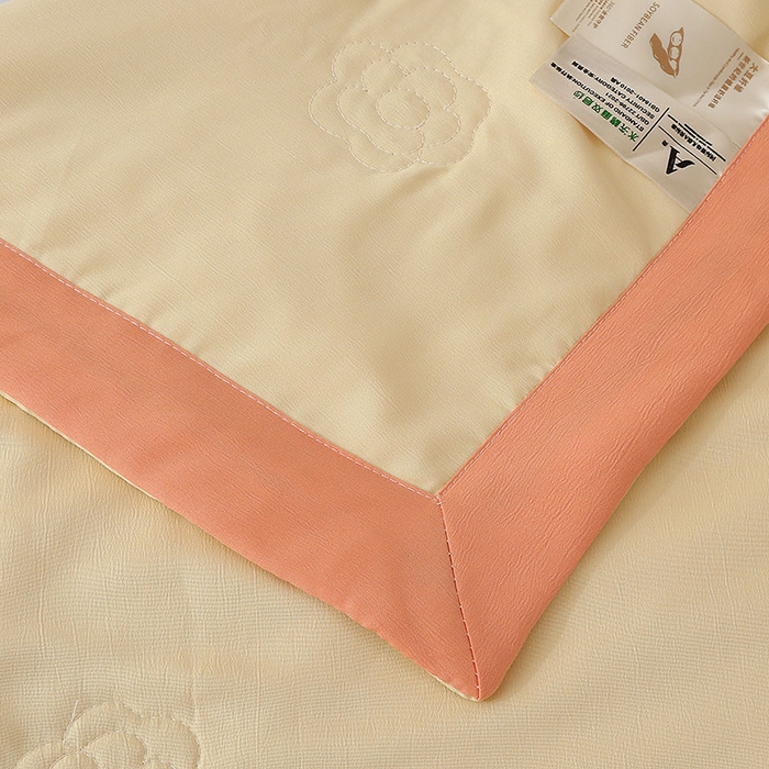 91家纺网 家纺一手货源 找家纺 薇玛仕 2026直播爆款水洗棉麻大豆夏凉被纯色手工包边空调被 棉麻-米黄