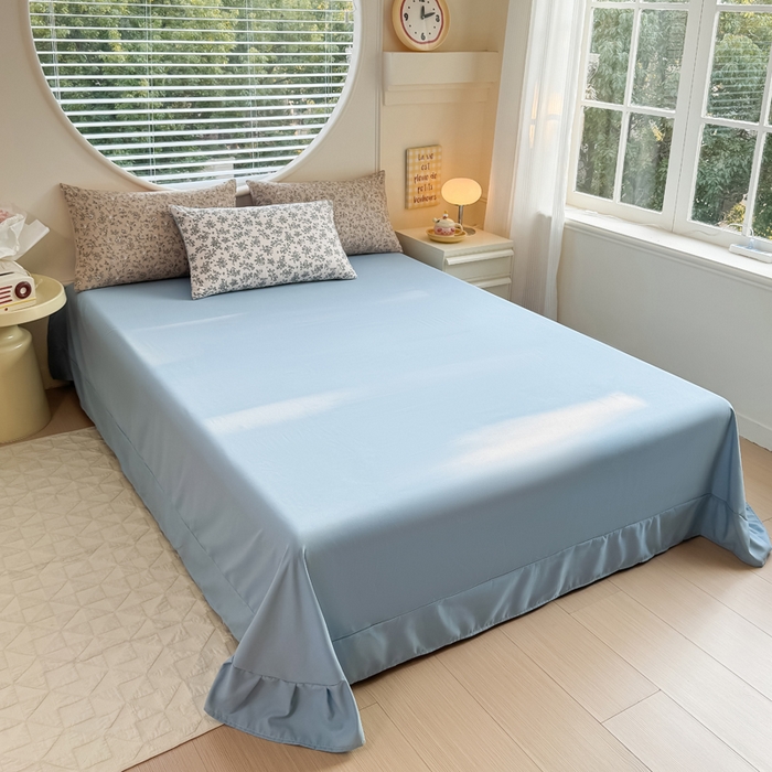 91家纺网 家纺一手货源 找家纺 爱多多家居 2026新款双层纱针织棉印花单被套 花丛灰