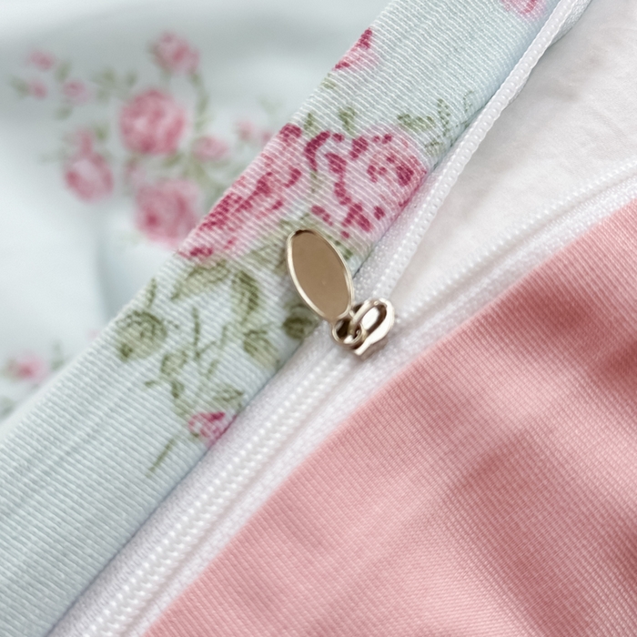 91家纺网 家纺一手货源 找家纺 爱多多家居 2026新款双层纱针织棉印花单被套 玫瑰花园