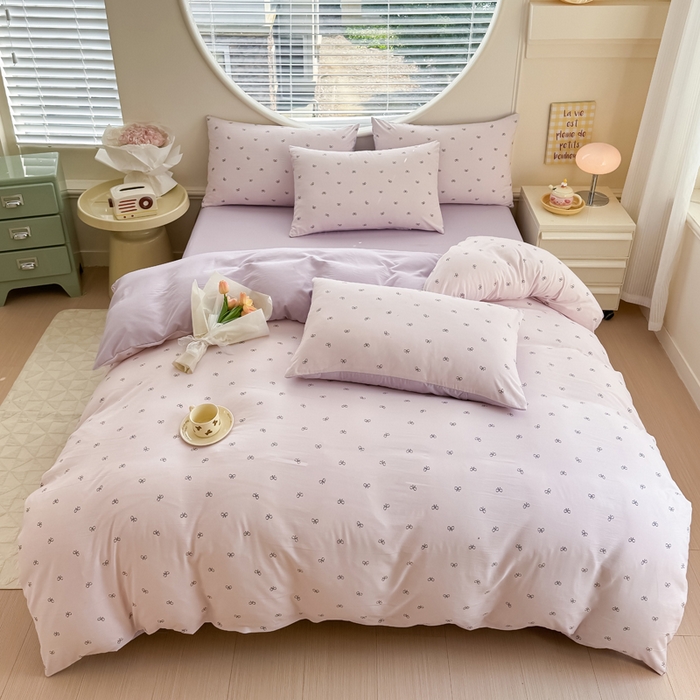 91家纺网 家纺一手货源 找家纺 爱多多家居 2026新款双层纱针织棉印花单被套 小美满