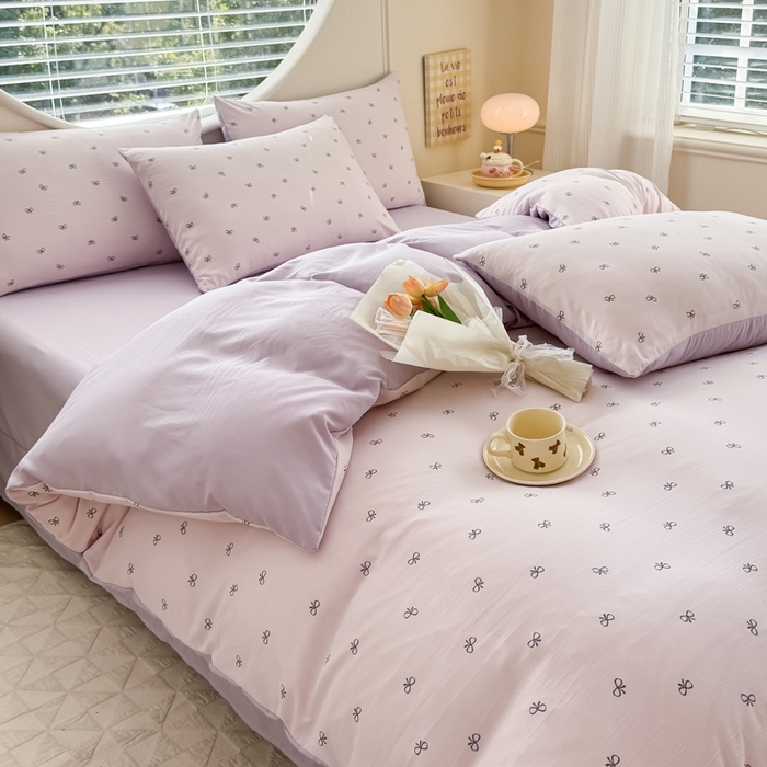 91家纺网 家纺一手货源 找家纺 爱多多家居 2026新款双层纱针织棉印花单被套 小美满