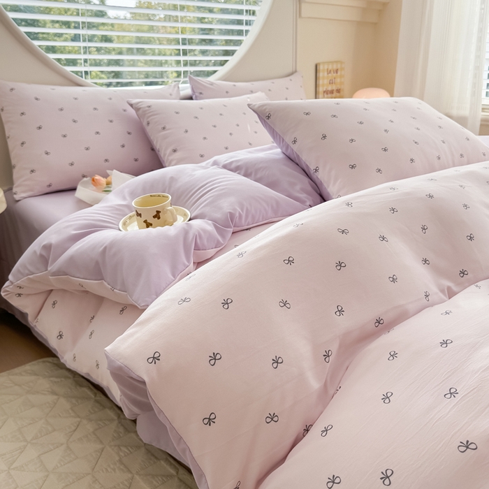 91家纺网 家纺一手货源 找家纺 爱多多家居 2026新款双层纱针织棉印花单被套 小美满