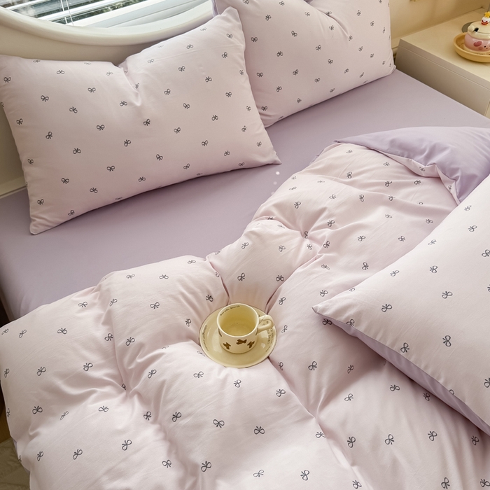 91家纺网 家纺一手货源 找家纺 爱多多家居 2026新款双层纱针织棉印花单被套 小美满