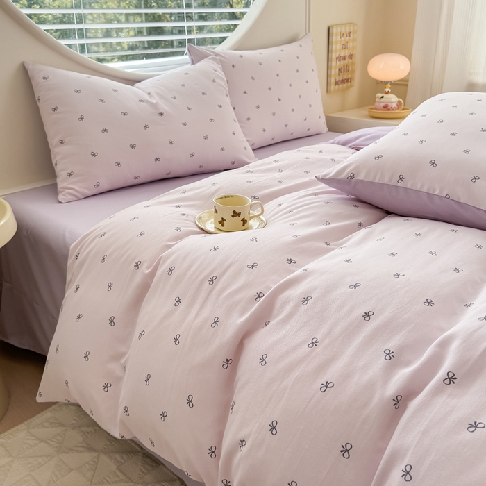 91家纺网 家纺一手货源 找家纺 爱多多家居 2026新款双层纱针织棉印花单被套 小美满