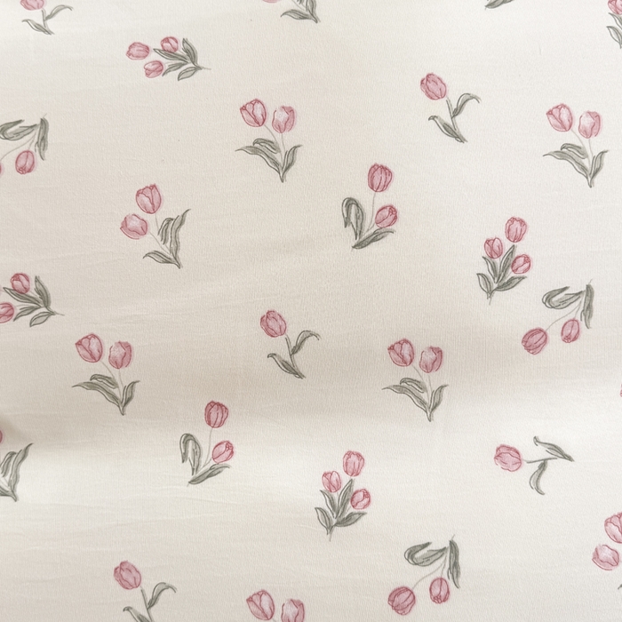 91家纺网 家纺一手货源 找家纺 爱多多家居 2026新款双层纱针织棉印花单被套 郁金香