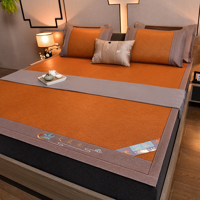 91家纺网 家纺一手货源 找家纺 苏迪网销供货 2026新款凉席冰藤席冰丝席凉感空调席艾草藤席 艾草古藤--红棕