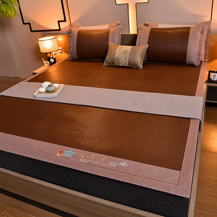 91家纺网 家纺一手货源 找家纺 苏迪网销供货 2026新款凉席冰藤席冰丝席凉感空调席艾草藤席 艾草古藤--黑咖