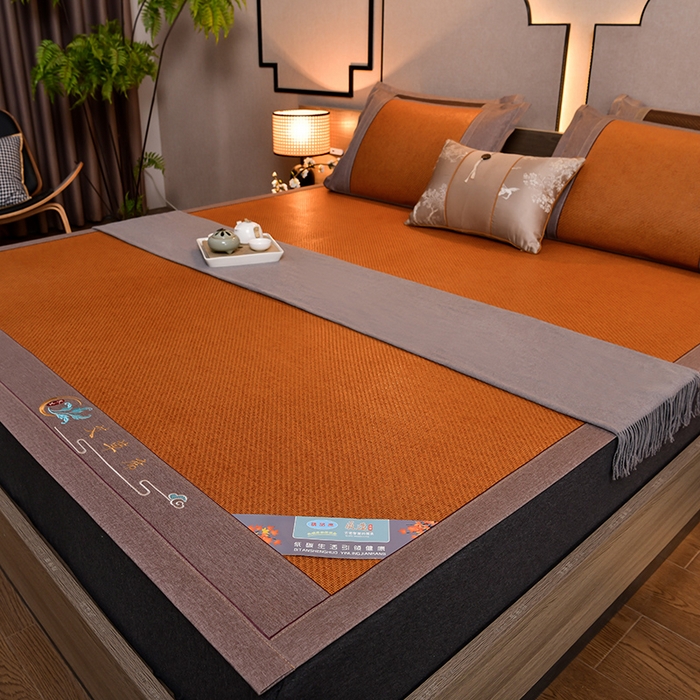 91家纺网 家纺一手货源 找家纺 苏迪网销供货 2026新款凉席冰藤席冰丝席凉感空调席艾草藤席 艾草古藤--红棕