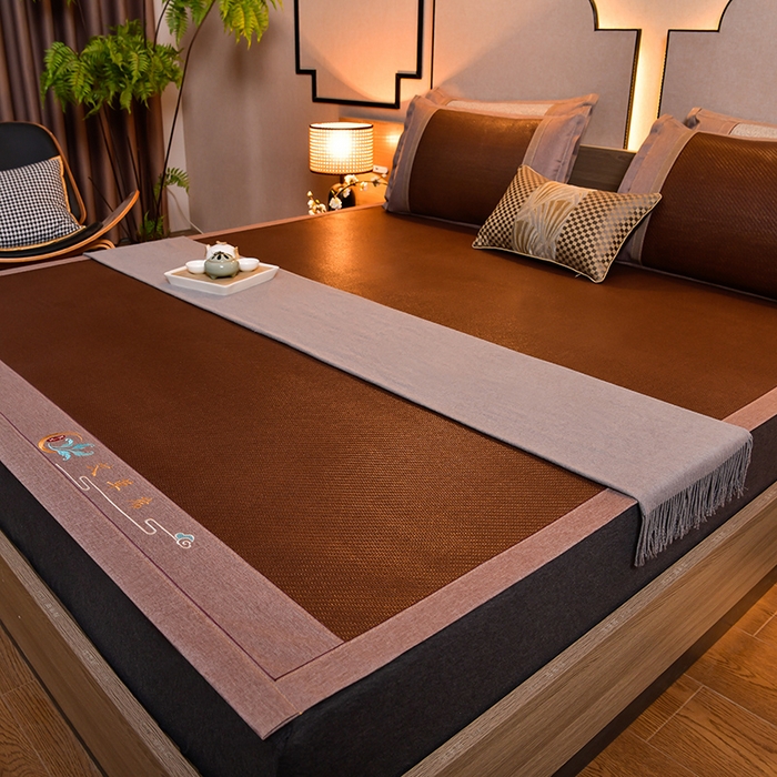 91家纺网 家纺一手货源 找家纺 苏迪网销供货 2026新款凉席冰藤席冰丝席凉感空调席艾草藤席 艾草古藤--黑咖