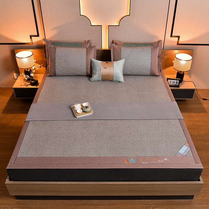 91家纺网 家纺一手货源 找家纺 苏迪网销供货 2026新款凉席冰藤席冰丝席凉感空调席艾草藤席 艾草古藤--银灰