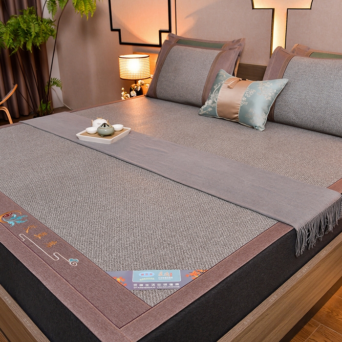 91家纺网 家纺一手货源 找家纺 苏迪网销供货 2026新款凉席冰藤席冰丝席凉感空调席艾草藤席 艾草古藤--银灰