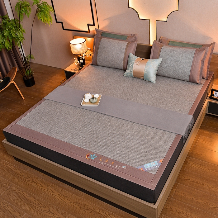 91家纺网 家纺一手货源 找家纺 苏迪网销供货 2026新款凉席冰藤席冰丝席凉感空调席艾草藤席 艾草古藤--银灰