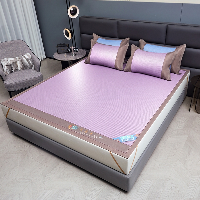 91家纺网 家纺一手货源 找家纺 苏迪网销供货 2026新款凉席冰藤席冰丝席凉感空调席艾草藤席 艾草古藤-粉紫