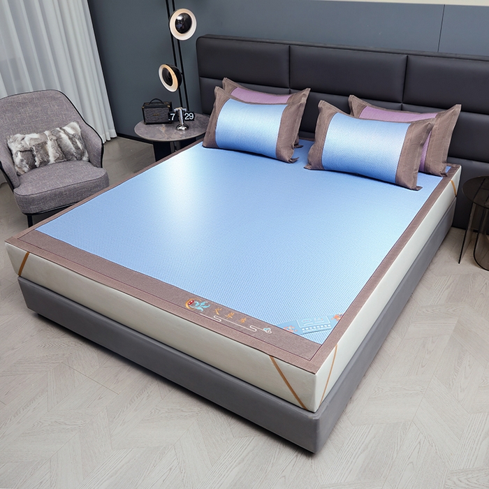 91家纺网 家纺一手货源 找家纺 苏迪网销供货 2026新款凉席冰藤席冰丝席凉感空调席艾草藤席 艾草古藤-冰蓝