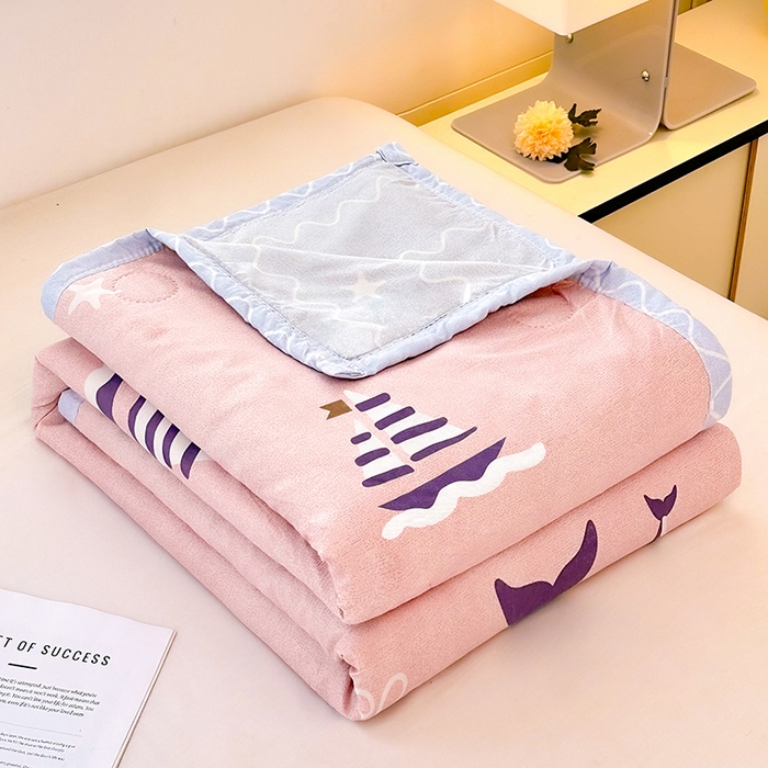 91家纺网 家纺一手货源 找家纺 （总）友承家纺 2026年新款超声波压花双人卡通夏凉被亲肤磨毛空调被学生宿舍单人被床上用品礼品被