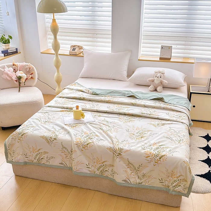 91家纺网 家纺一手货源 找家纺 友承家纺 2026年新款超声波压花双人卡通夏凉被亲肤磨毛空调被学生宿舍单人被床上用品礼品被 芳草