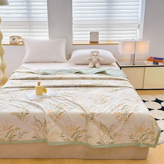 91家纺网 家纺一手货源 找家纺 友承家纺 2026年新款超声波压花双人卡通夏凉被亲肤磨毛空调被学生宿舍单人被床上用品礼品被 芳草