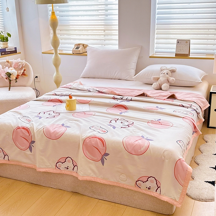 91家纺网 家纺一手货源 找家纺 友承家纺 2026年新款超声波压花双人卡通夏凉被亲肤磨毛空调被学生宿舍单人被床上用品礼品被 桃桃熊