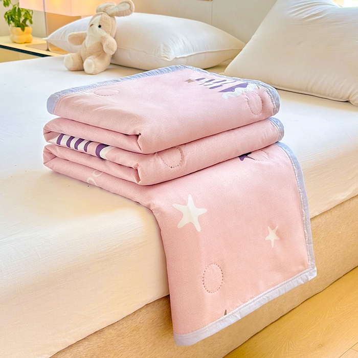 91家纺网 家纺一手货源 找家纺 友承家纺 2026年新款超声波压花双人卡通夏凉被亲肤磨毛空调被学生宿舍单人被床上用品礼品被 海豚湾