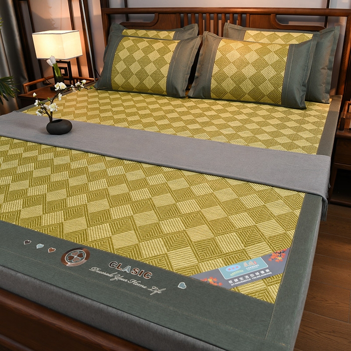 91家纺网 家纺一手货源 找家纺 苏迪网销供货 藤席-凉席 -2026新款凉席冰藤席冰丝席凉感空调席艾草藤席-古藤 古藤凉席--翡翠