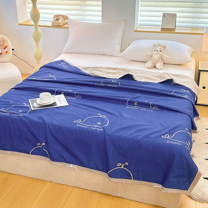 91家纺网 家纺一手货源 找家纺 友承家纺 2026年新款超声波压花双人卡通夏凉被亲肤磨毛空调被学生宿舍单人被床上用品礼品被 鲸鱼