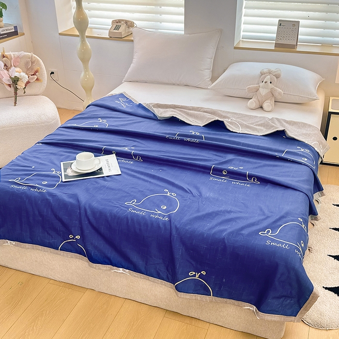 91家纺网 家纺一手货源 找家纺 友承家纺 2026年新款超声波压花双人卡通夏凉被亲肤磨毛空调被学生宿舍单人被床上用品礼品被 鲸鱼