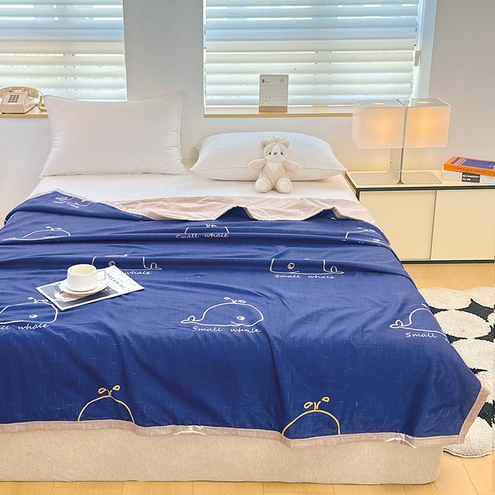 91家纺网 家纺一手货源 找家纺 友承家纺 2026年新款超声波压花双人卡通夏凉被亲肤磨毛空调被学生宿舍单人被床上用品礼品被 鲸鱼