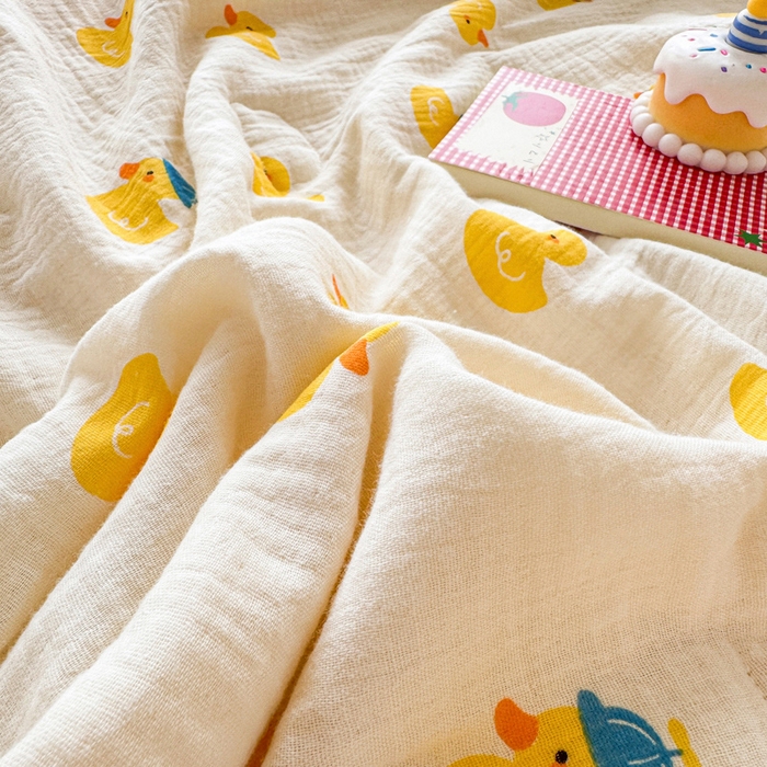 91家纺网 家纺一手货源 找家纺 （总）薇玛仕 2026新款A类全棉双层皱皱纱印花款大豆夏凉被空调被亲子被卡通儿童被