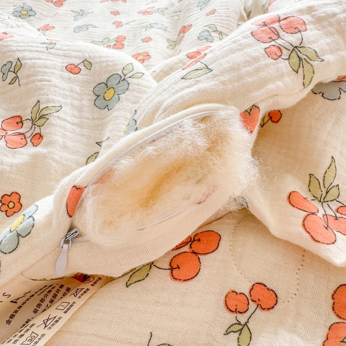 91家纺网 家纺一手货源 找家纺 薇玛仕 2026新款A类全棉双层皱皱纱印花款大豆夏凉被空调被亲子被卡通儿童被 果乐花园