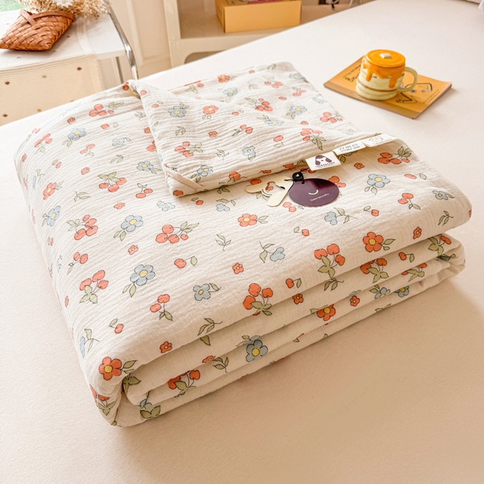 91家纺网 家纺一手货源 找家纺 薇玛仕 2026新款A类全棉双层皱皱纱印花款大豆夏凉被空调被亲子被卡通儿童被 果乐花园