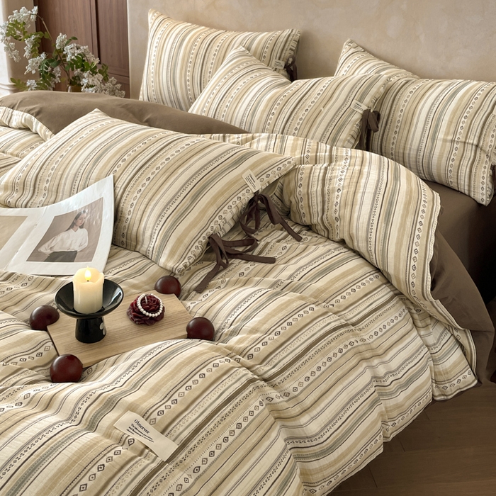 91家纺网 家纺一手货源 找家纺 （总）禾时 2026新款棉麻印花工艺款四件套