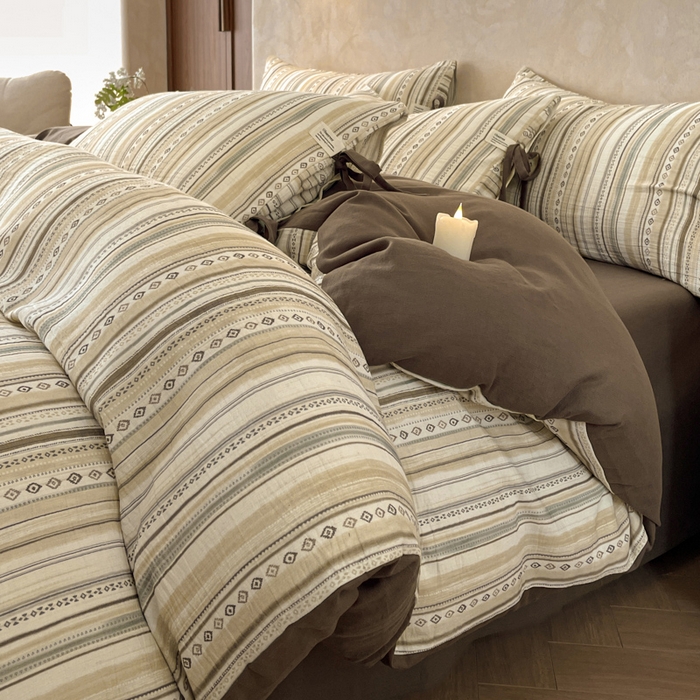 91家纺网 家纺一手货源 找家纺 （总）禾时 2026新款棉麻印花工艺款四件套