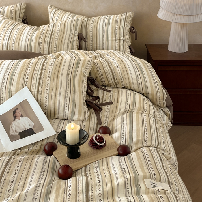 91家纺网 家纺一手货源 找家纺 （总）禾时 2026新款棉麻印花工艺款四件套