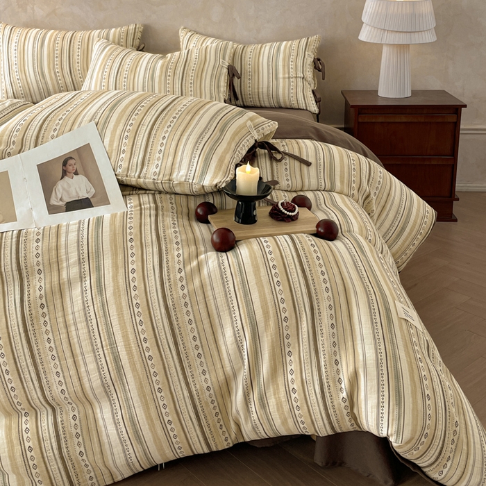 91家纺网 家纺一手货源 找家纺 （总）禾时 2026新款棉麻印花工艺款四件套