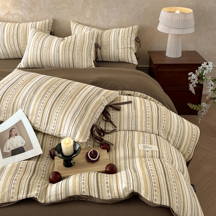 91家纺网 家纺一手货源 找家纺 （总）禾时 2026新款棉麻印花工艺款四件套