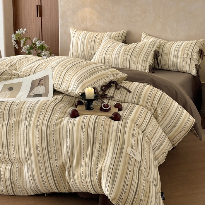 91家纺网 家纺一手货源 找家纺 （总）禾时 2026新款棉麻印花工艺款四件套