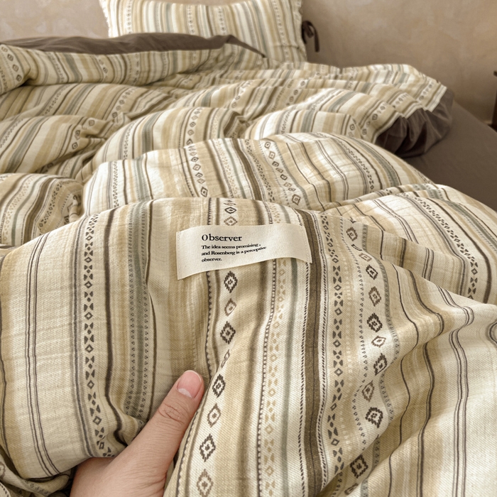 91家纺网 家纺一手货源 找家纺 （总）禾时 2026新款棉麻印花工艺款四件套