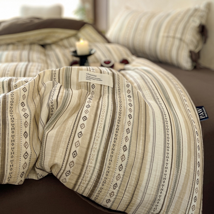 91家纺网 家纺一手货源 找家纺 （总）禾时 2026新款棉麻印花工艺款四件套