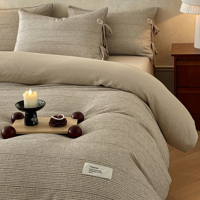 91家纺网 家纺一手货源 找家纺 禾时 2026新款棉麻印花工艺款四件套 菲丽斯