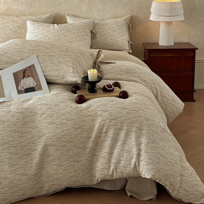 91家纺网 家纺一手货源 找家纺 禾时 2026新款棉麻印花工艺款四件套 汉尼