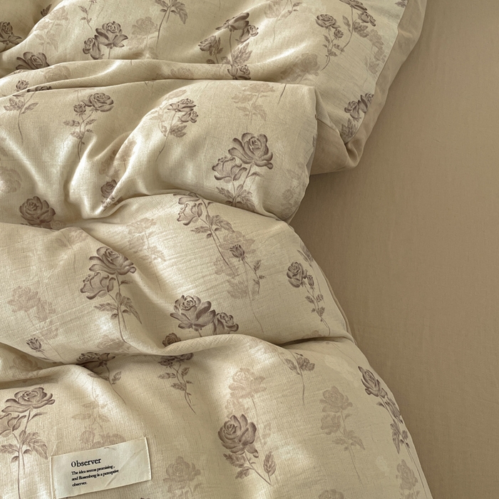 91家纺网 家纺一手货源 找家纺 禾时 2026新款棉麻印花工艺款四件套 朵丽娅